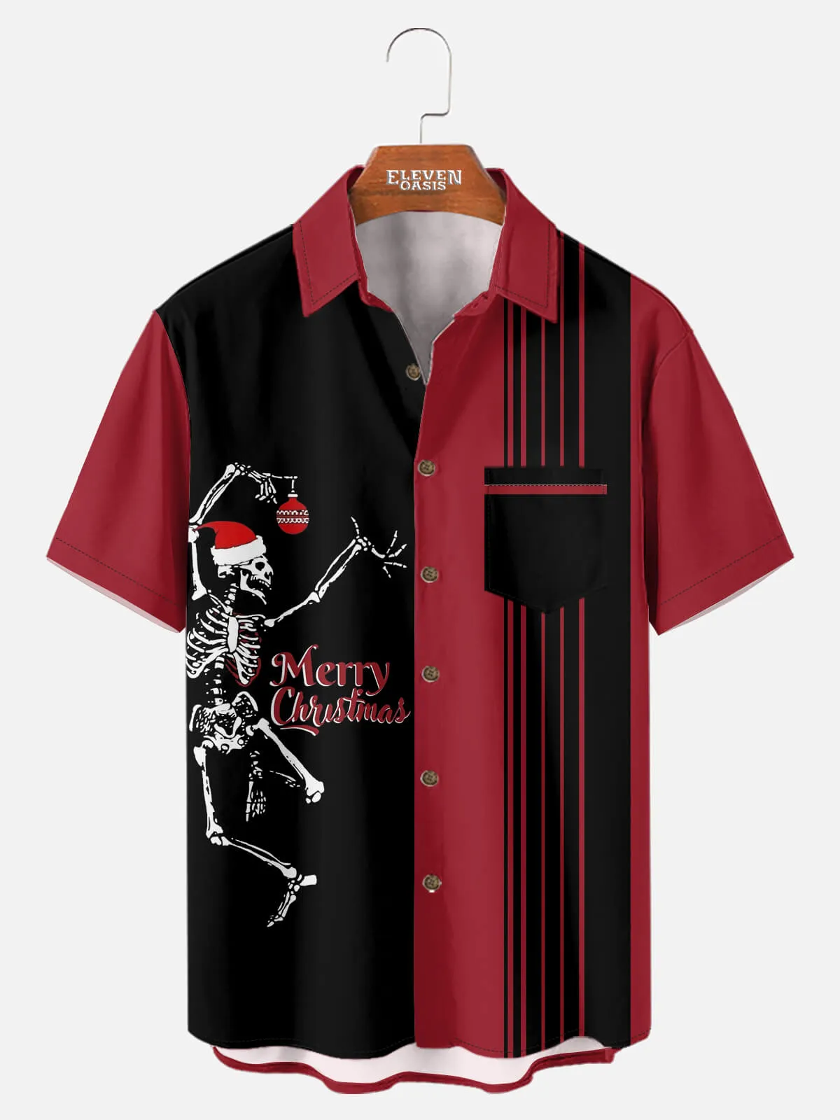 Men's Skeleton Merry Christmas Short Sleeve Shirt sold by Eleven Oasis