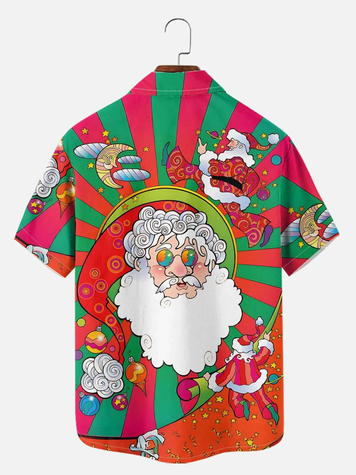 Men's Psychedelic Groovy Christmas Santa Holiday Short Sleeve Shirt sold by Eleven Oasis product image thumbnail 3