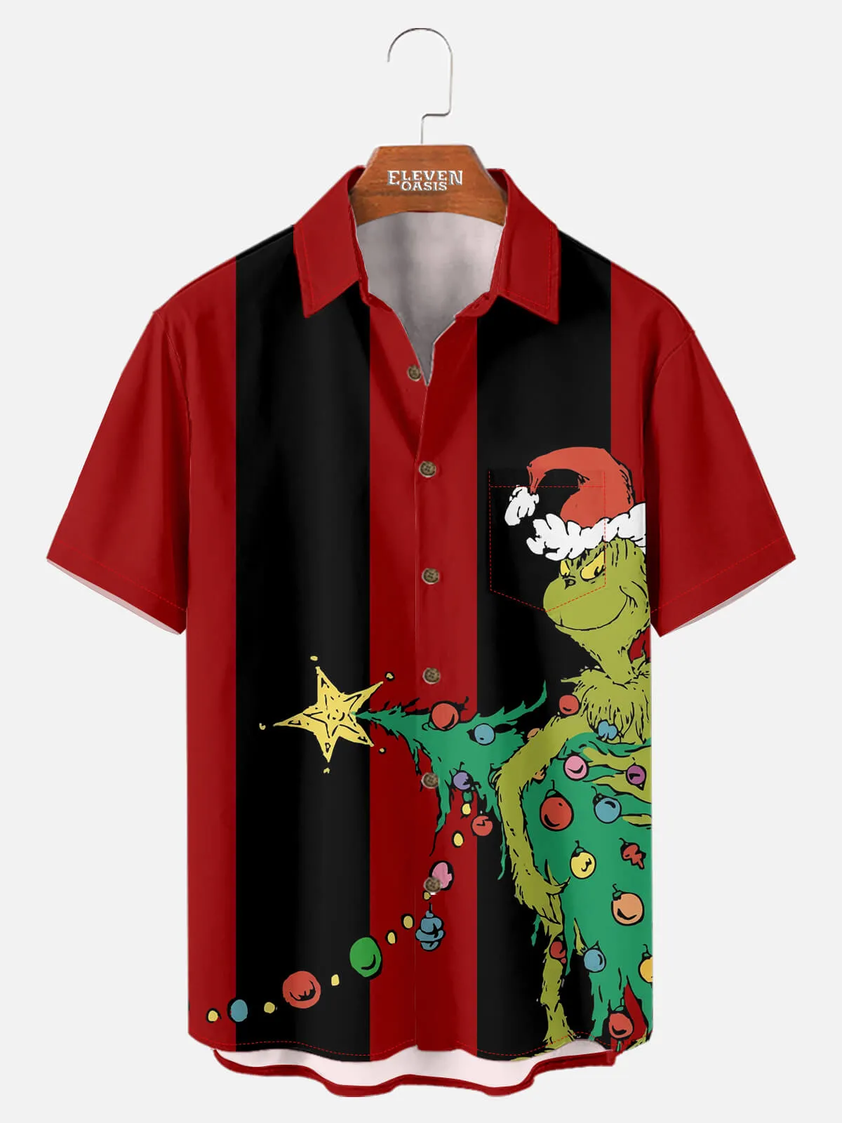 Men's Grinch Christmas Tree Heist Short Sleeve Shirt sold by Eleven Oasis