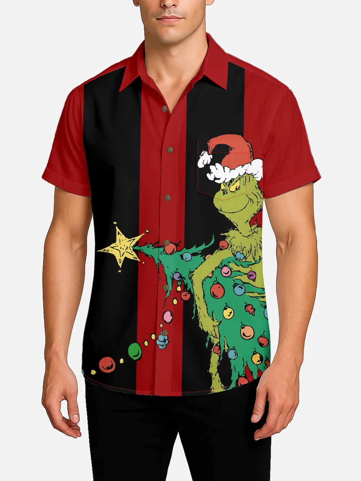 Men's Grinch Christmas Tree Heist Short Sleeve Shirt sold by Eleven Oasis product image thumbnail 2