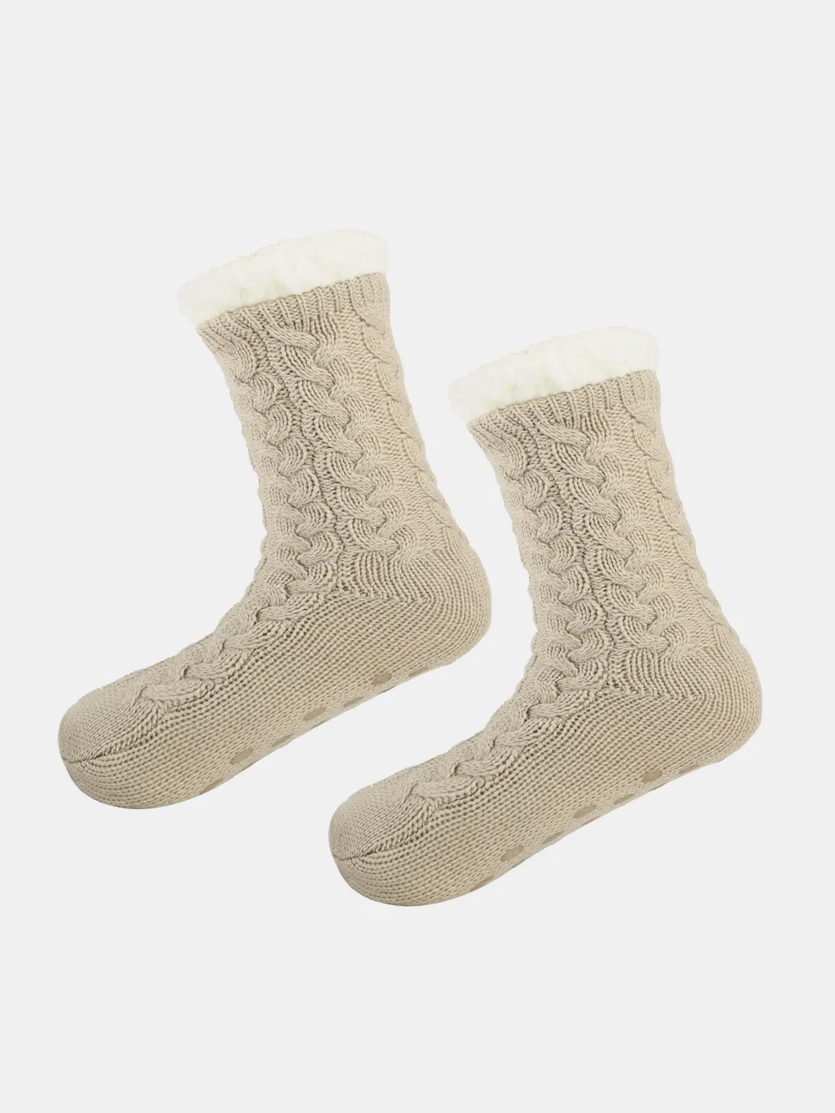 Cable Knit Sherpa-Lined Slipper Socks sold by Eleven Oasis
