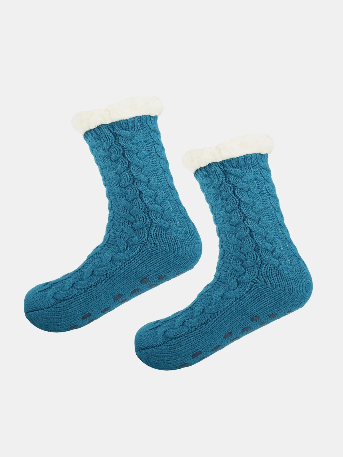 Cable Knit Sherpa-Lined Slipper Socks sold by Eleven Oasis product image thumbnail 5