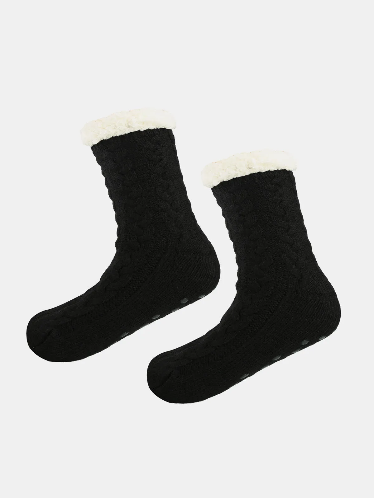 Cable Knit Sherpa-Lined Slipper Socks sold by Eleven Oasis product image thumbnail 4