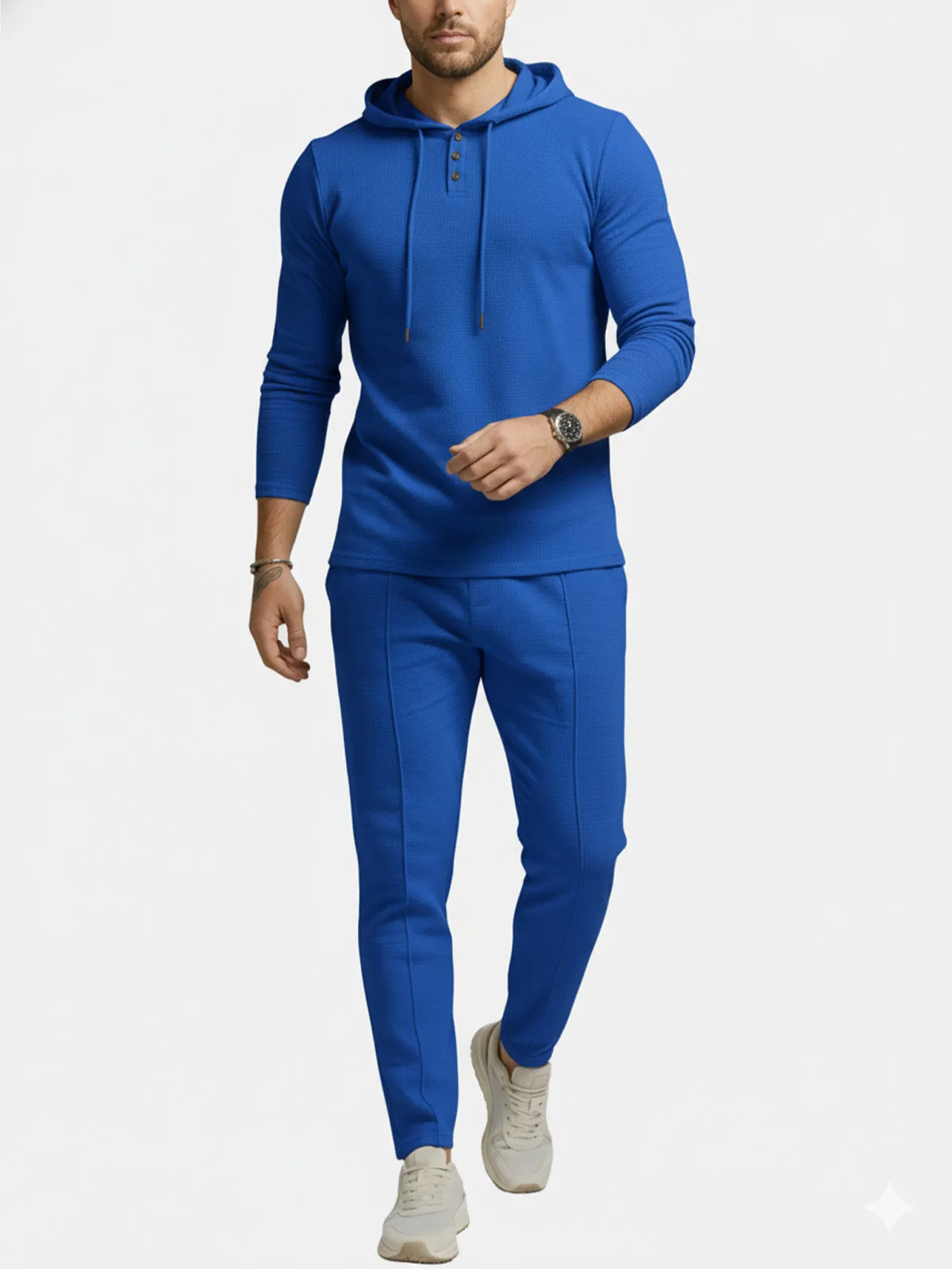 Men's Ribbed Hoodie & Tapered Jogger Two-Piece Set sold by Eleven Oasis product image thumbnail 3
