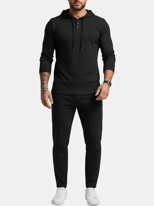 Men's Ribbed Hoodie & Tapered Jogger Two-Piece Set sold by Eleven Oasis