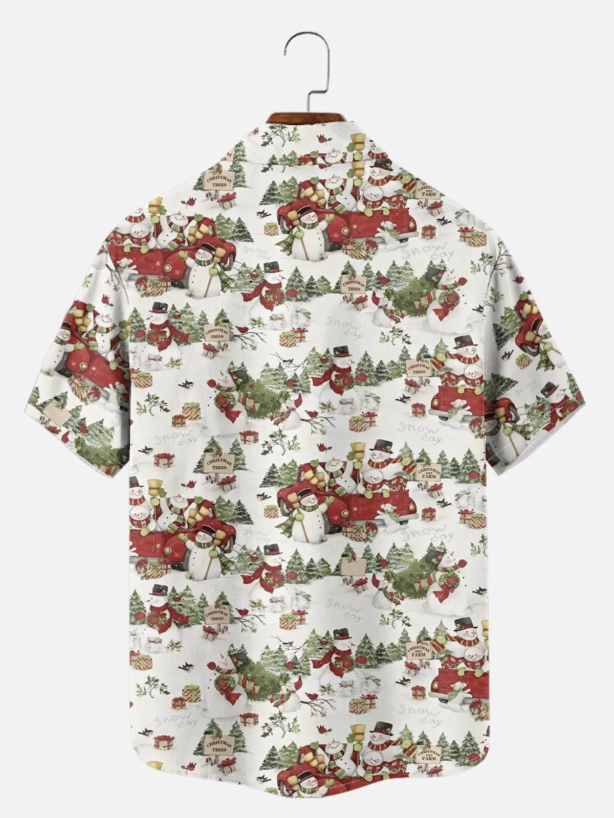 Tall Men's Classic Snowman Holiday All-Over Print Short Sleeve Shirt sold by Eleven Oasis product image thumbnail 3