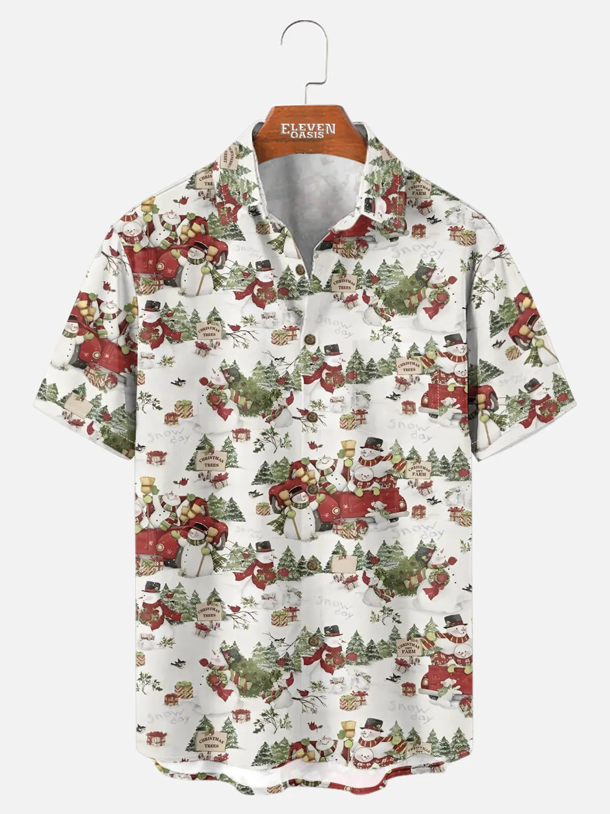 Men's Classic Snowman Holiday All-Over Print Short Sleeve Shirt sold by Eleven Oasis