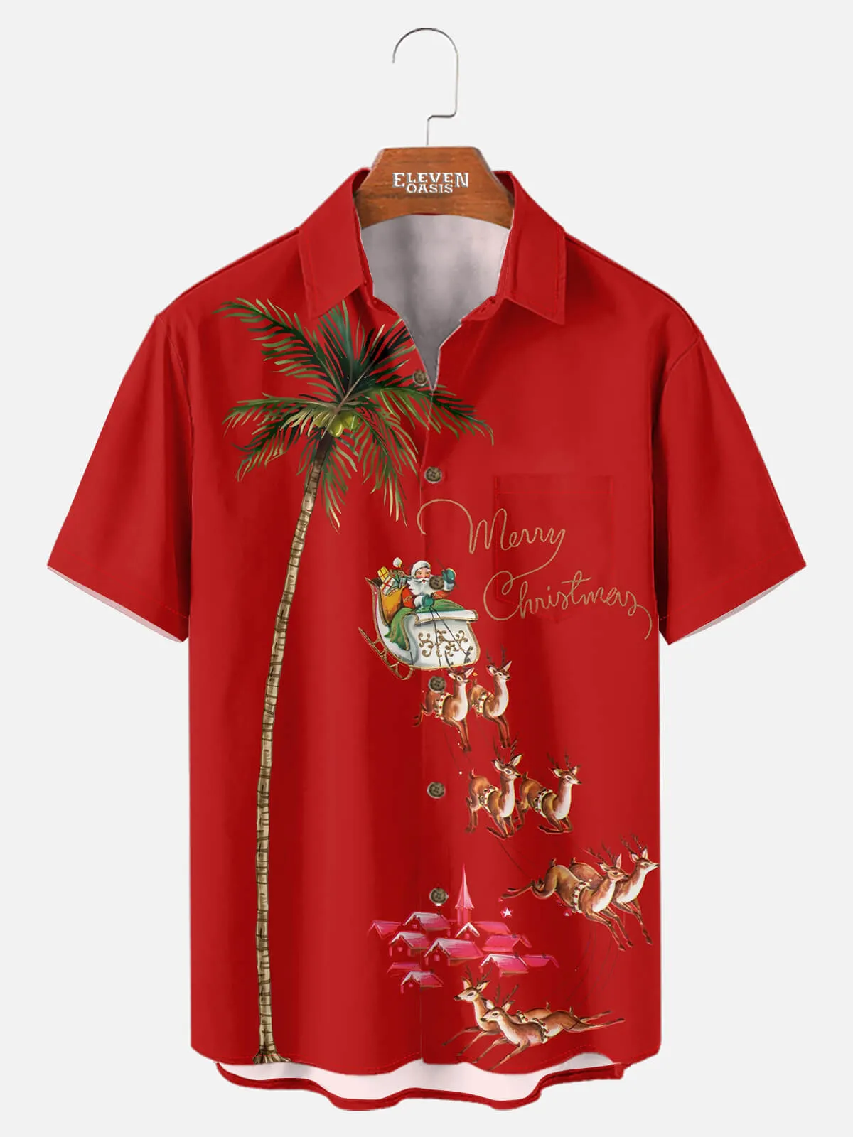 Tall Men's Tropical Sleigh Ride Short Sleeve Shirt sold by Eleven Oasis product image thumbnail 2