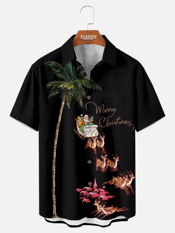 Tall Men's Tropical Sleigh Ride Short Sleeve Shirt sold by Eleven Oasis