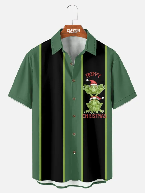Men's Hoppy Christmas Frog Short Sleeve Shirt made by Eleven Oasis