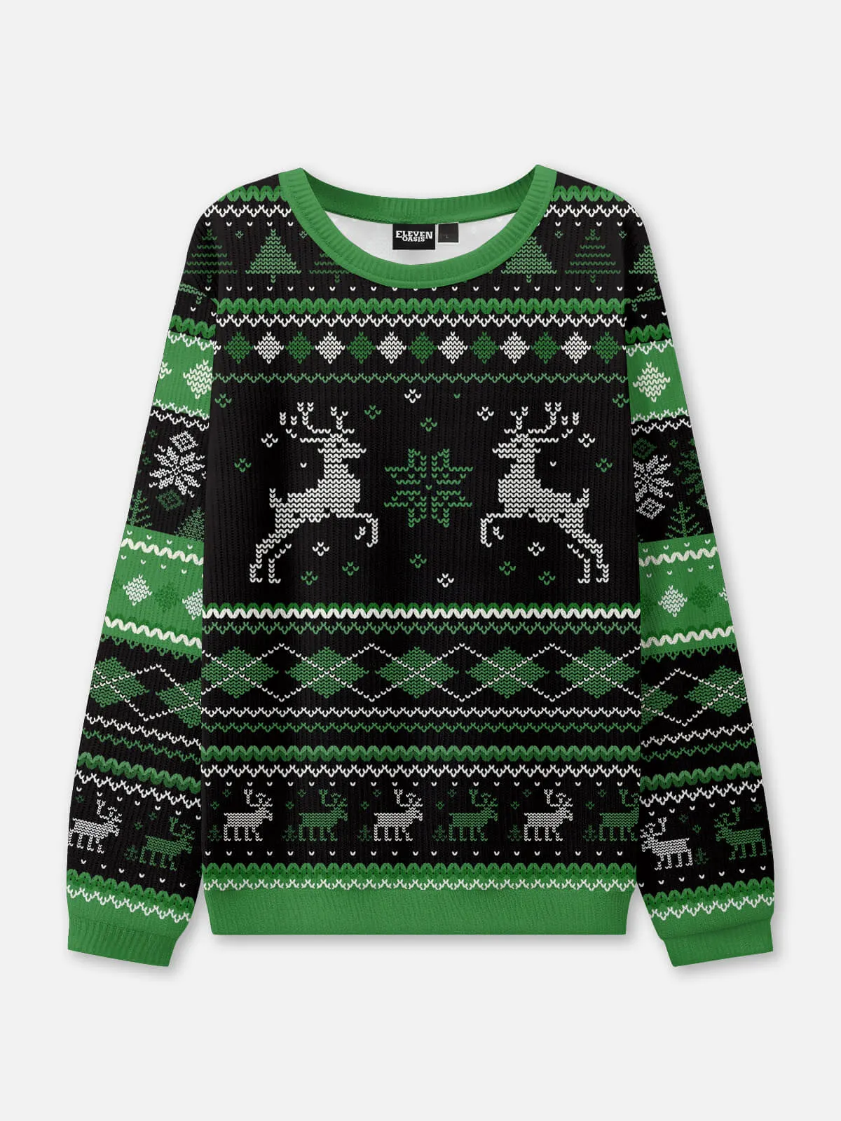 Men's Black & Red Modern Reindeer Ugly Christmas Sweater sold by Eleven Oasis product image thumbnail 2