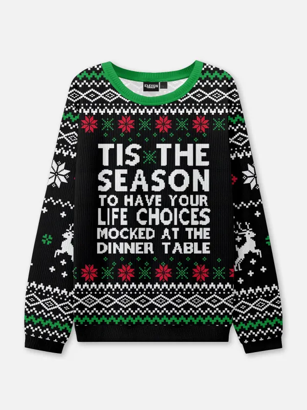 Tis the Season Life Choices Ugly Christmas Sweater sold by Eleven Oasis