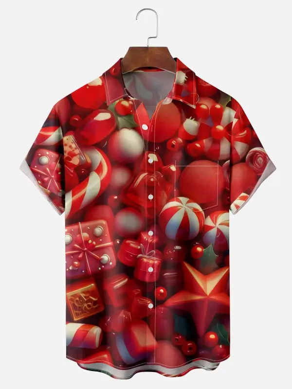 Men's Christmas Candy and Ornaments Short Sleeve Shirt sold by Eleven Oasis