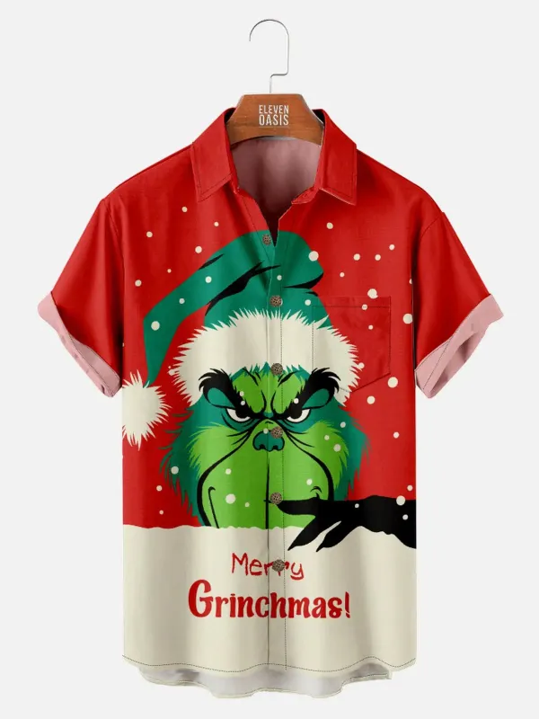 Men's Merry Grinchmas Christmas Short Sleeve Shirt sold by Eleven Oasis