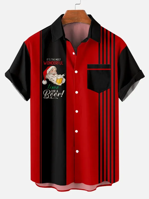 Men's Most Wonderful Time for a Beer Christmas Short Sleeve Shirt sold by Eleven Oasis
