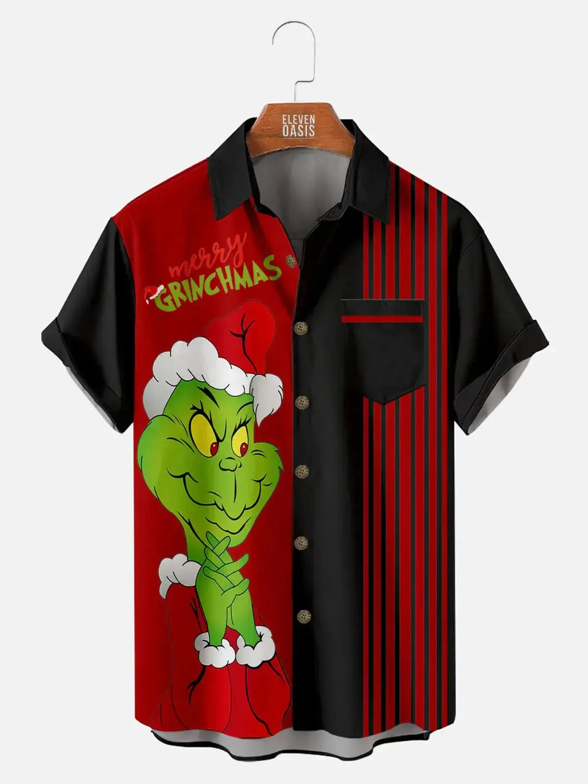 Men's Merry Grinchmas Christmas Short Sleeve Shirt sold by Eleven Oasis product image thumbnail 3