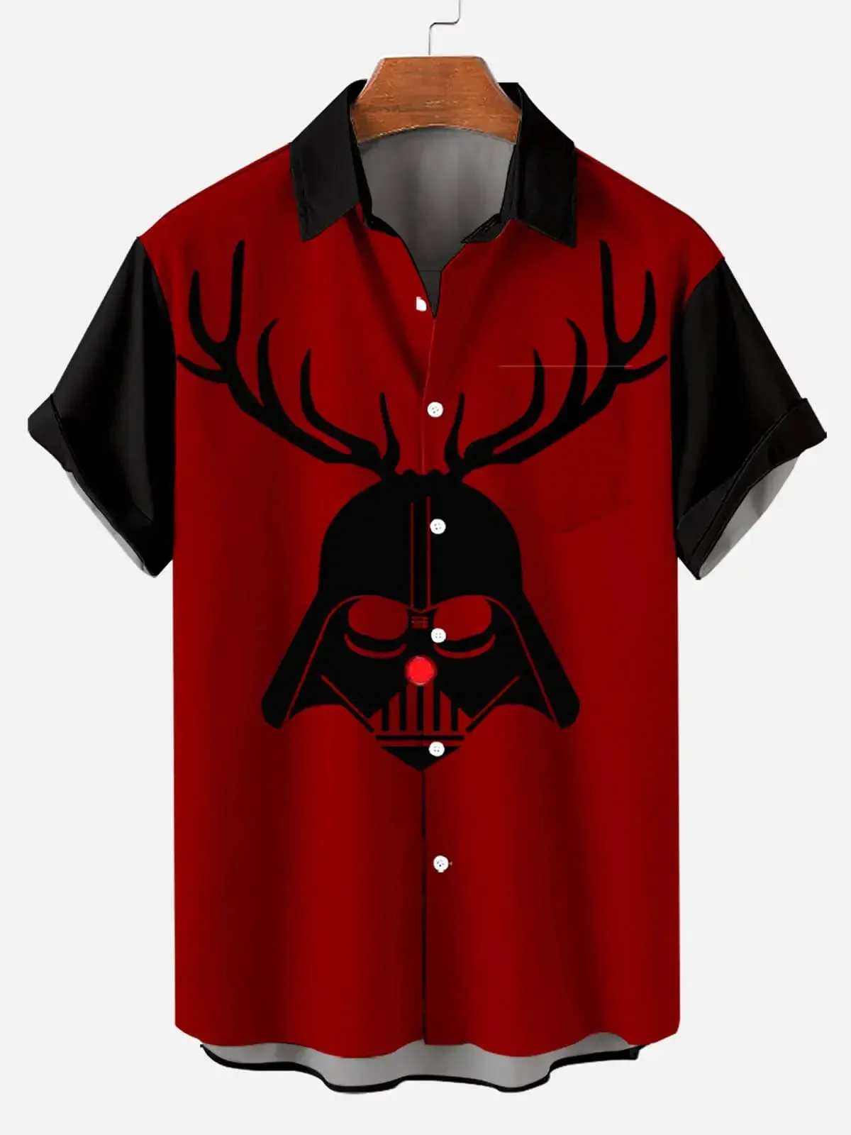 Men's Dark Reindeer Christmas Short Sleeve Shirt sold by Eleven Oasis