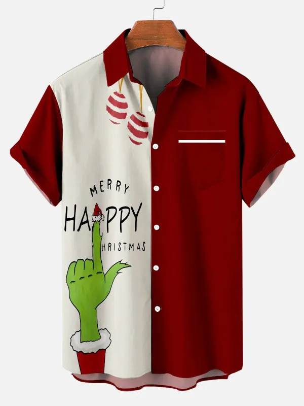 Men's Merry Happy Grinchmas Short Sleeve Shirt sold by Eleven Oasis