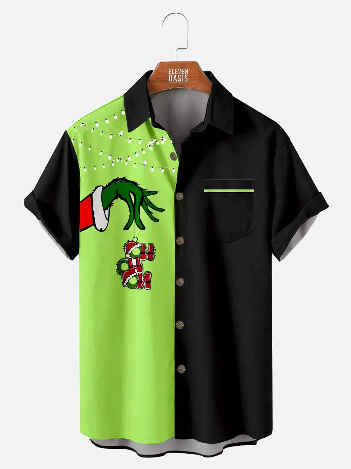 Christmas Grinch Men's Short Sleeve Shirt sold by Eleven Oasis product image thumbnail 3