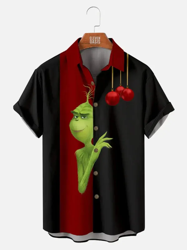 Men's Grinch Ornaments Christmas Short Sleeve Shirt sold by Eleven Oasis