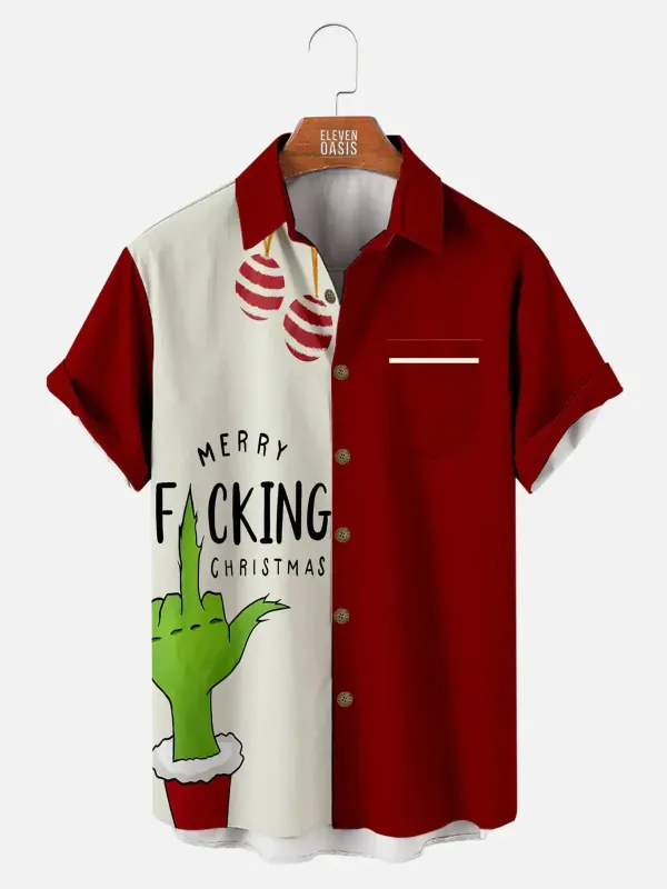 Men's Grinch Merry Christmas Short Sleeve Shirt sold by Eleven Oasis