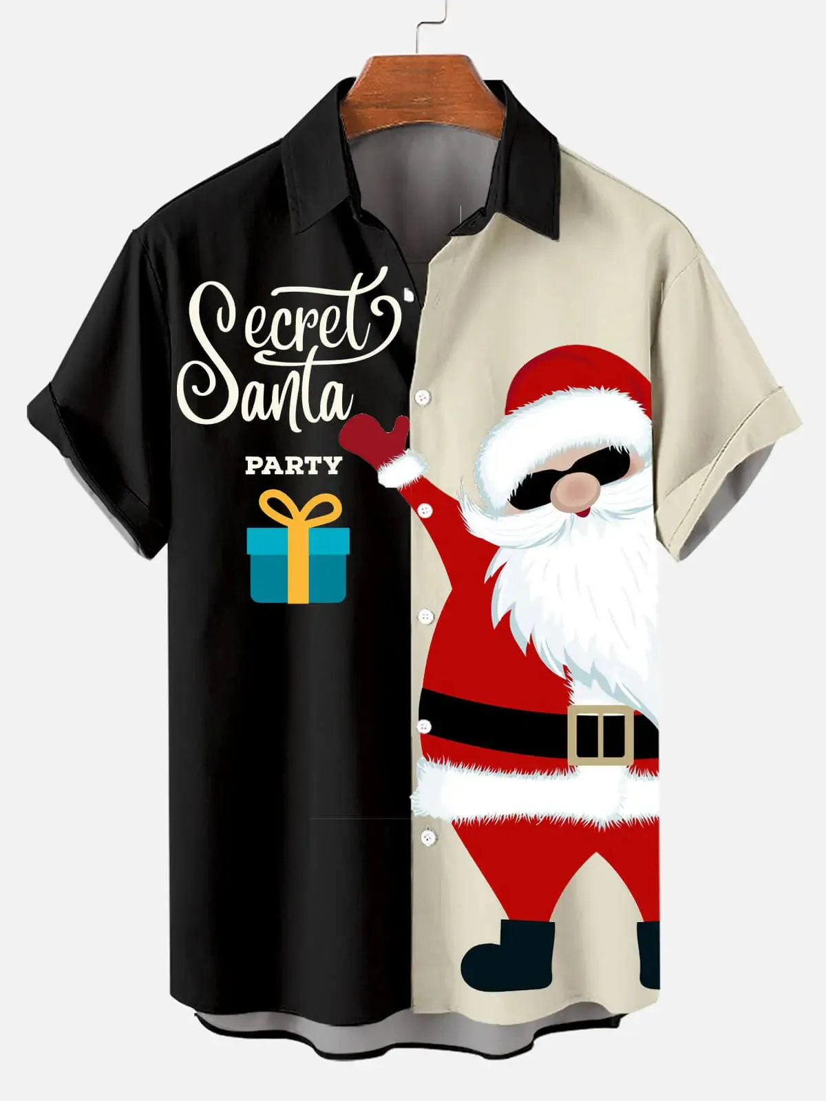 Men's Secret Santa Party Short Sleeve Shirt sold by Eleven Oasis product image thumbnail 2