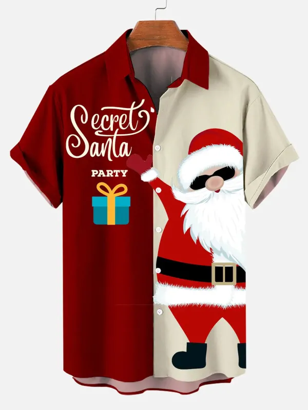Men's Secret Santa Party Short Sleeve Shirt sold by Eleven Oasis