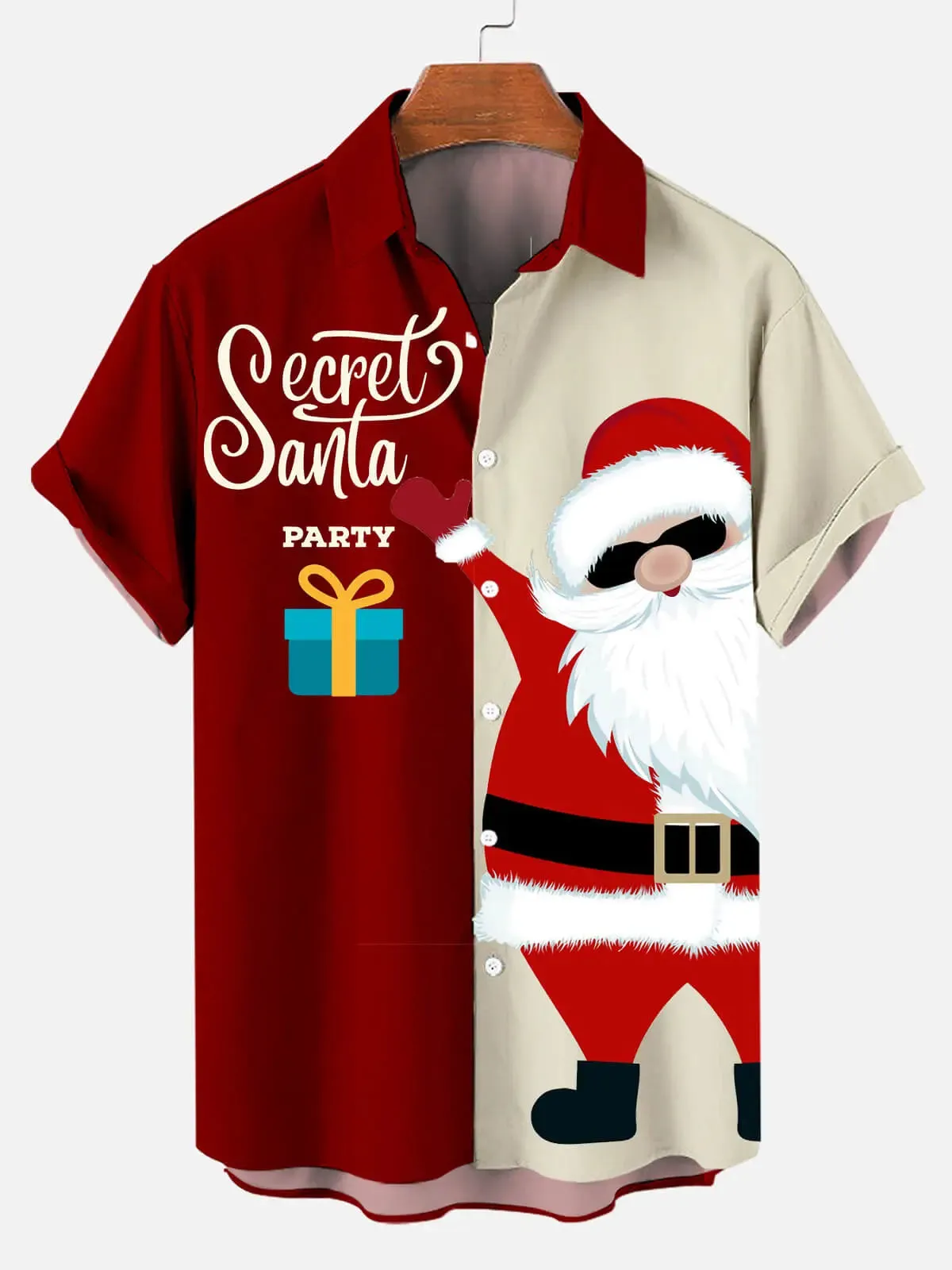 Men's Secret Santa Party Short Sleeve Shirt sold by Eleven Oasis