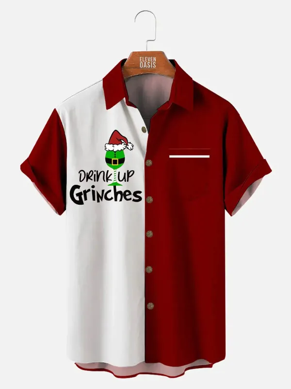 Men's Drink Up Grinches Short Sleeve Shirt sold by Eleven Oasis