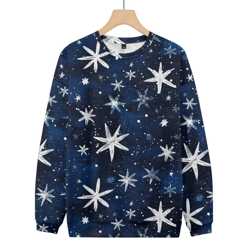 Navy and White Star Pattern Knitted Sweatshirt sold by Eleven Oasis