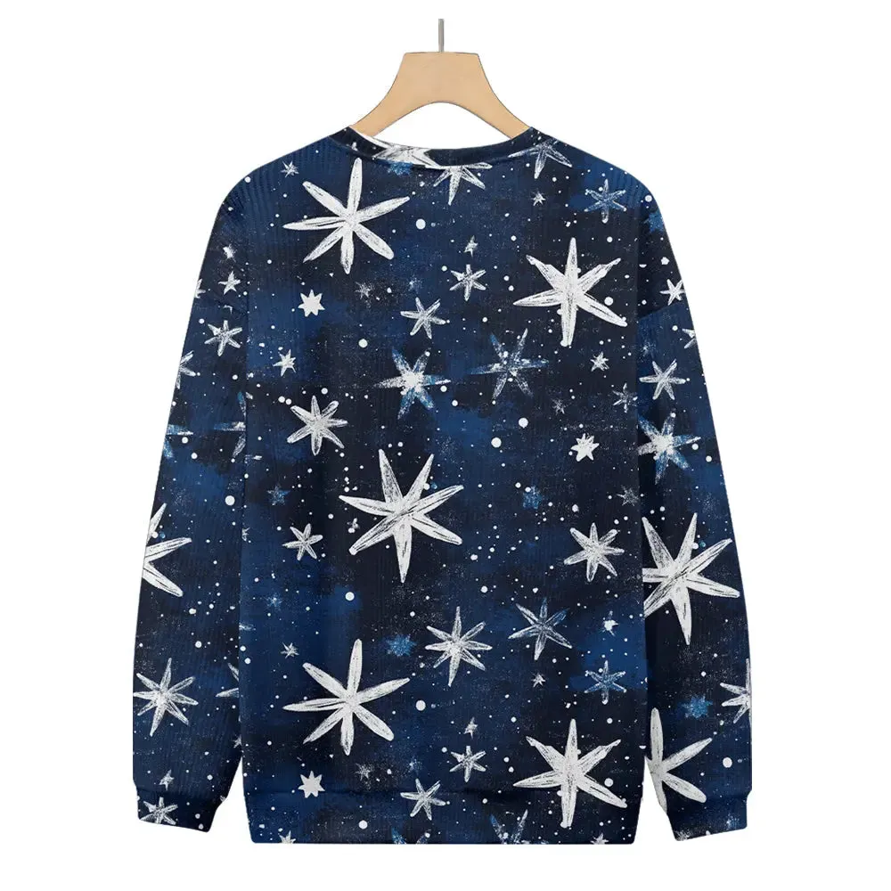 Navy and White Star Pattern Knitted Sweatshirt sold by Eleven Oasis product image thumbnail 2