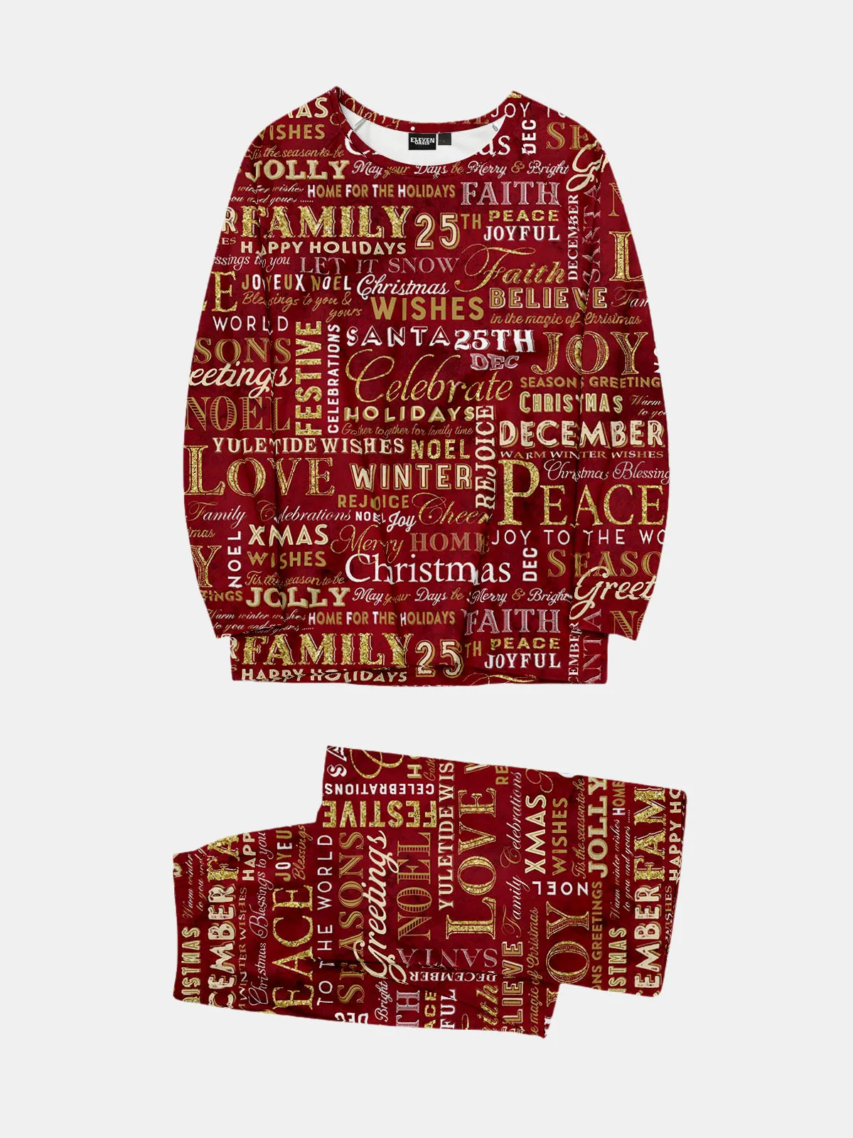 Christmas Holiday Word Print Pajama Set sold by Eleven Oasis