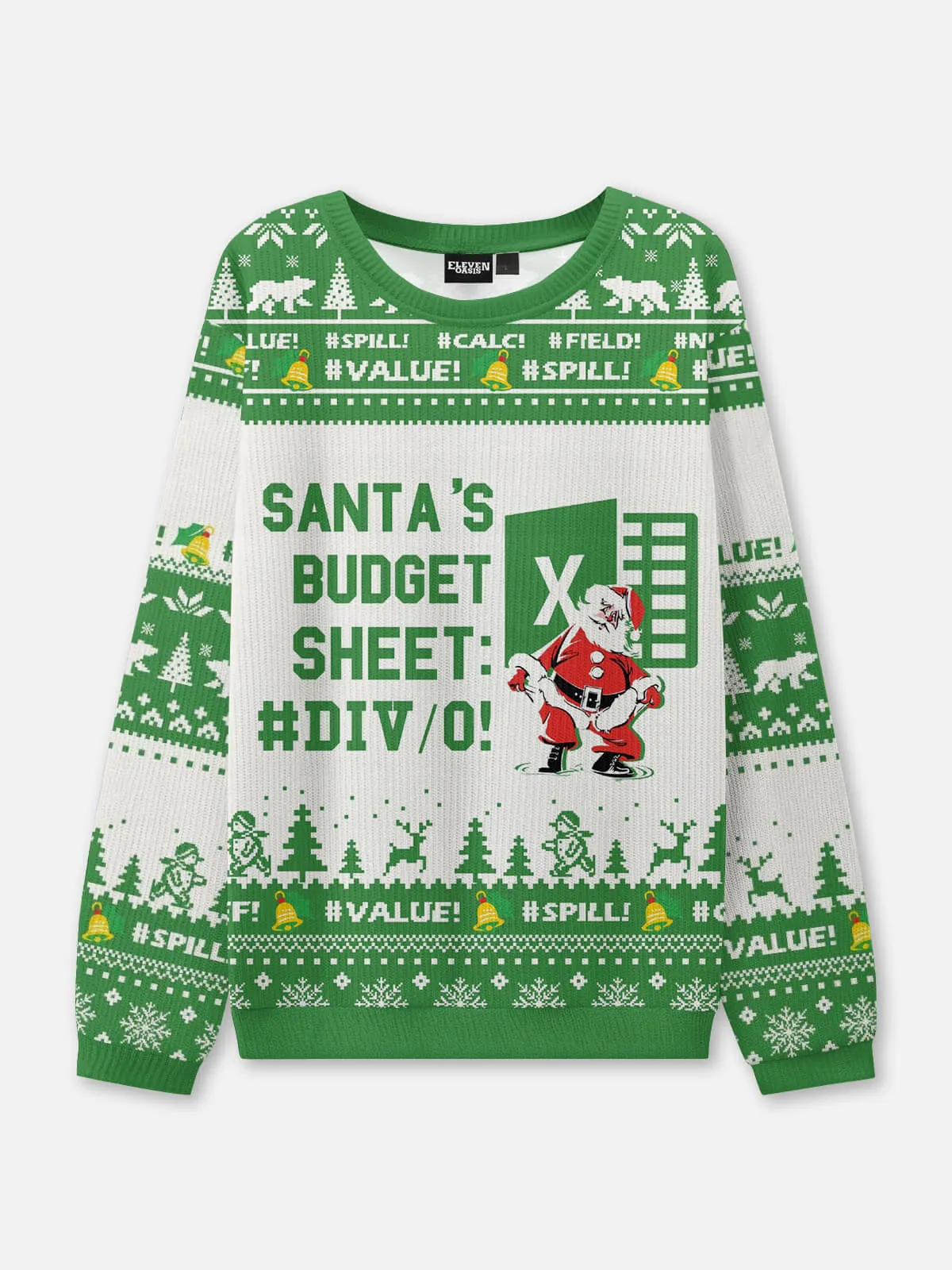 Santa's Budget Sheet Ugly Christmas Sweater sold by Eleven Oasis
