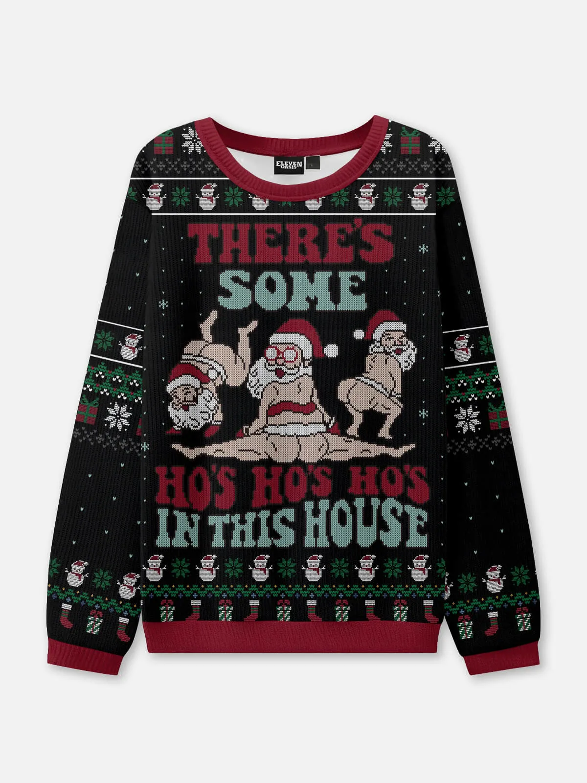 Naughty Santa Ho Ho Ho Ugly Christmas Sweatshirt sold by Eleven Oasis