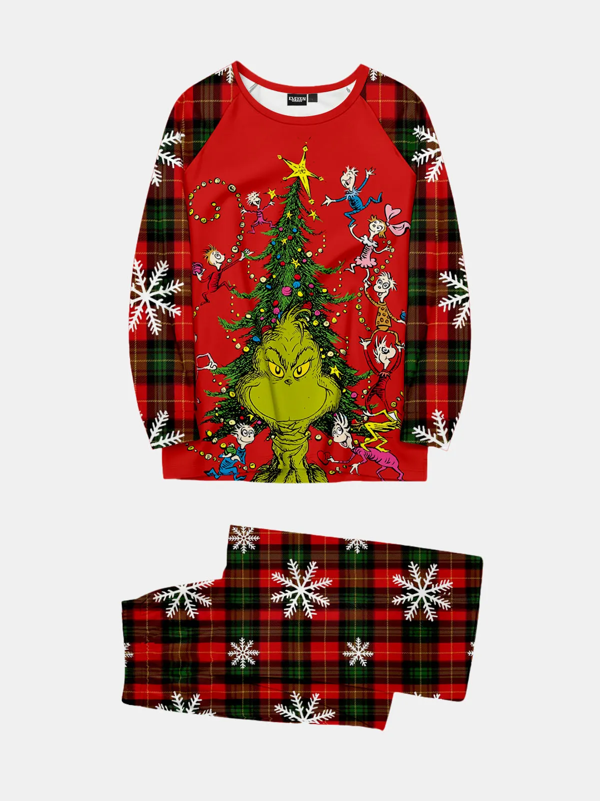 Grinch Christmas Tree Plaid Pajama Set sold by Eleven Oasis