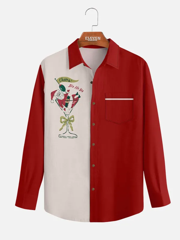 Men's Santa Martini Cheers Long Sleeve Shirt sold by Eleven Oasis