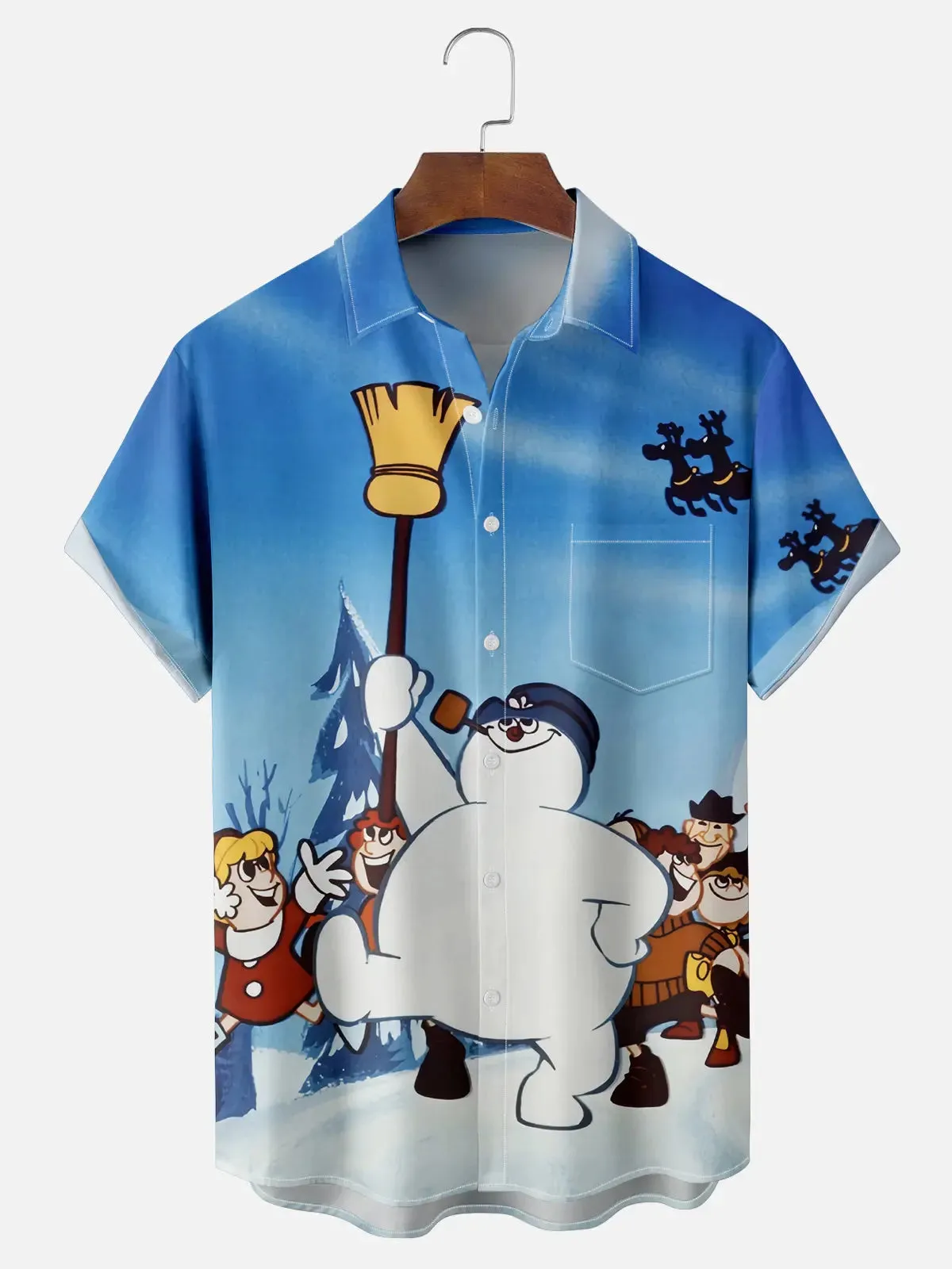 Men's Frosty Cheer Christmas Short Sleeve Shirt sold by Eleven Oasis
