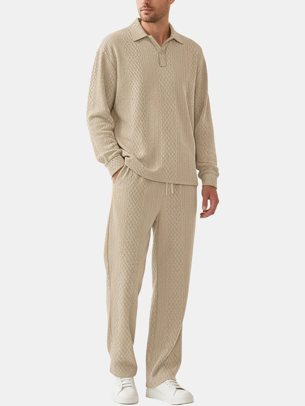 Men's Solid Polo Long Sleeve Lounge Set sold by Eleven Oasis product image thumbnail 5