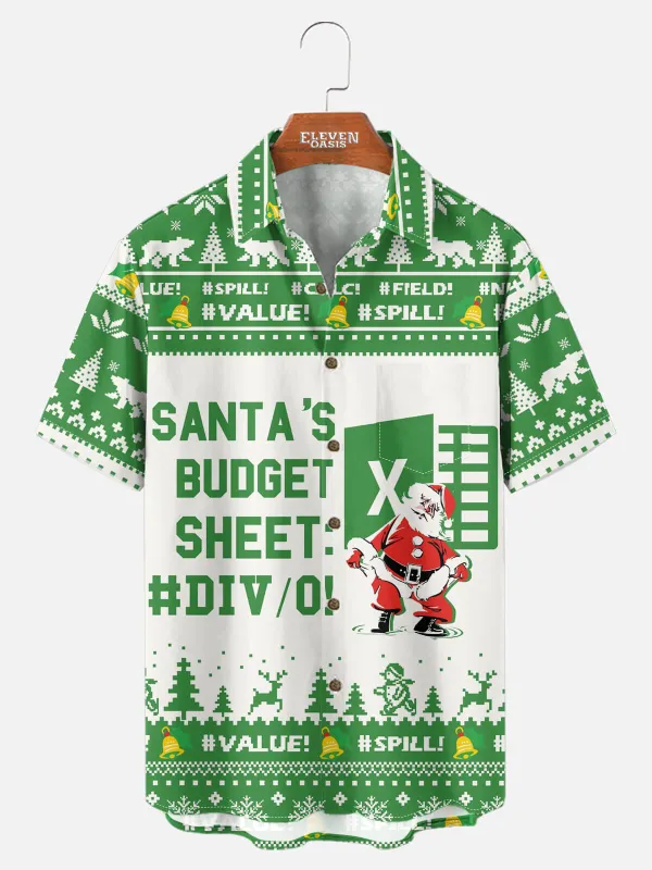 Tall Men's Santa's Excel Budget Fail Christmas Short Sleeve Shirt sold by Eleven Oasis