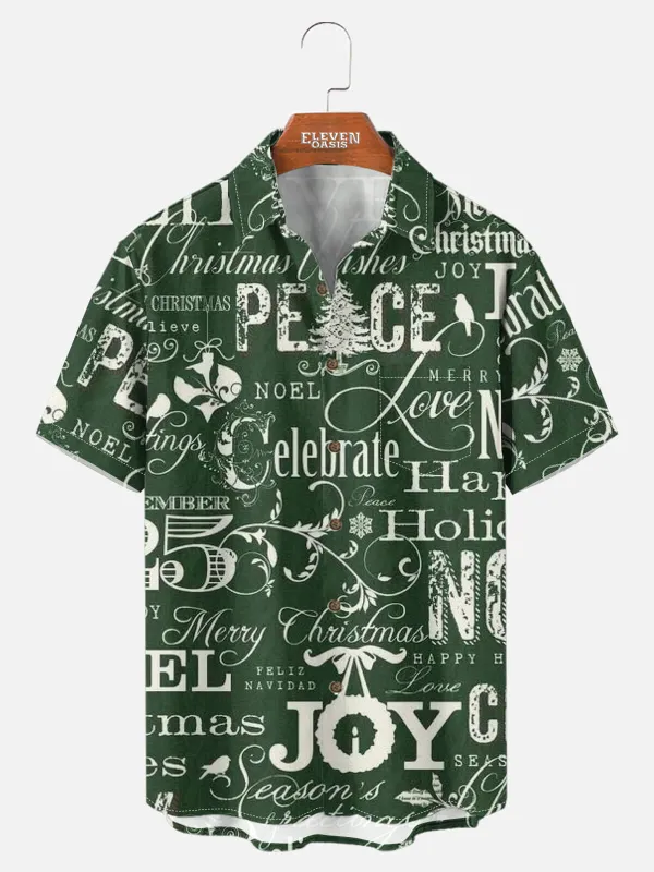Tall Men's Christmas Typography Joy Short Sleeve Shirt sold by Eleven Oasis