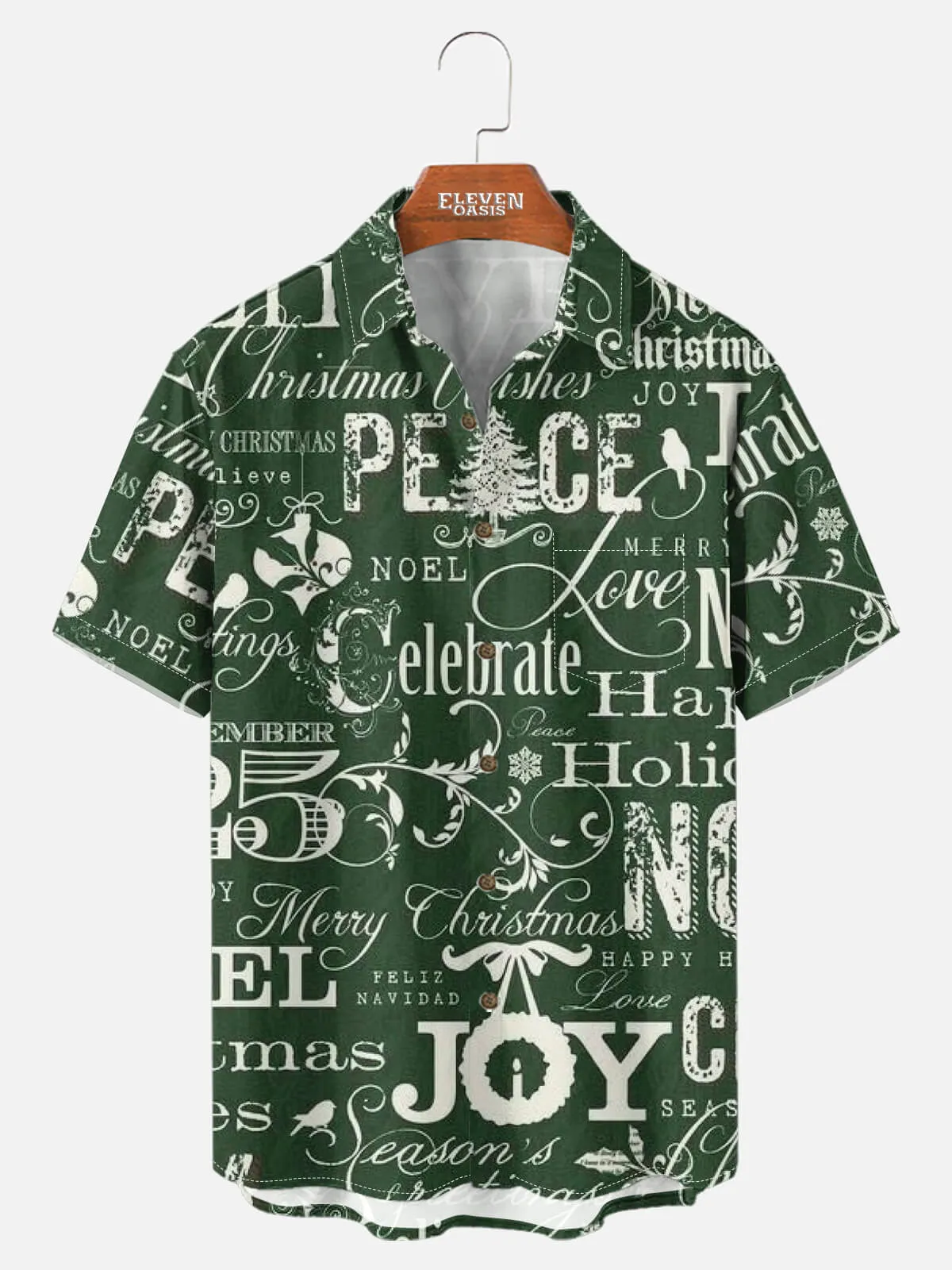 Men's Christmas Typography Joy Short Sleeve Shirt sold by Eleven Oasis