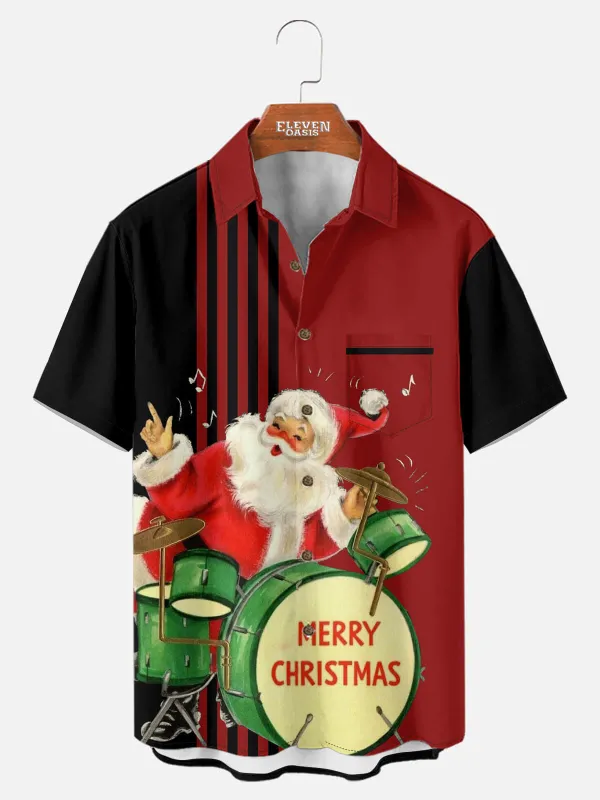 Men's Rockin' Santa Merry Christmas Short Sleeve Shirt sold by Eleven Oasis