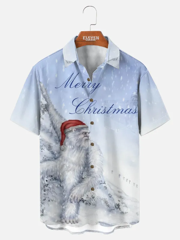 Men's Yeti Merry Christmas Short Sleeve Shirt sold by Eleven Oasis