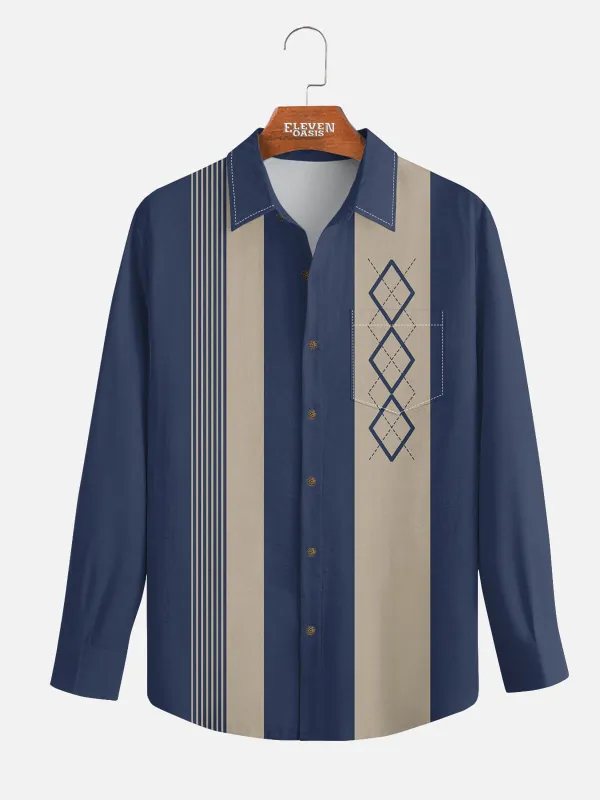 Men's Mid-Century Geometric Long Sleeve Shirt sold by Eleven Oasis