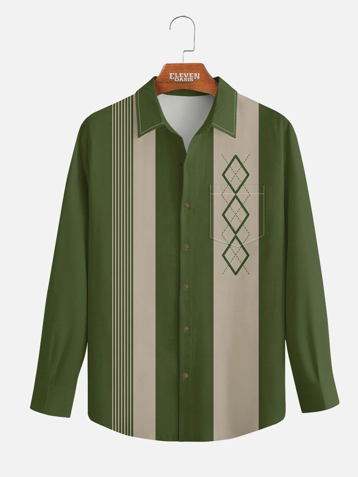 Men's Mid-Century Geometric Long Sleeve Shirt sold by Eleven Oasis product image thumbnail 2