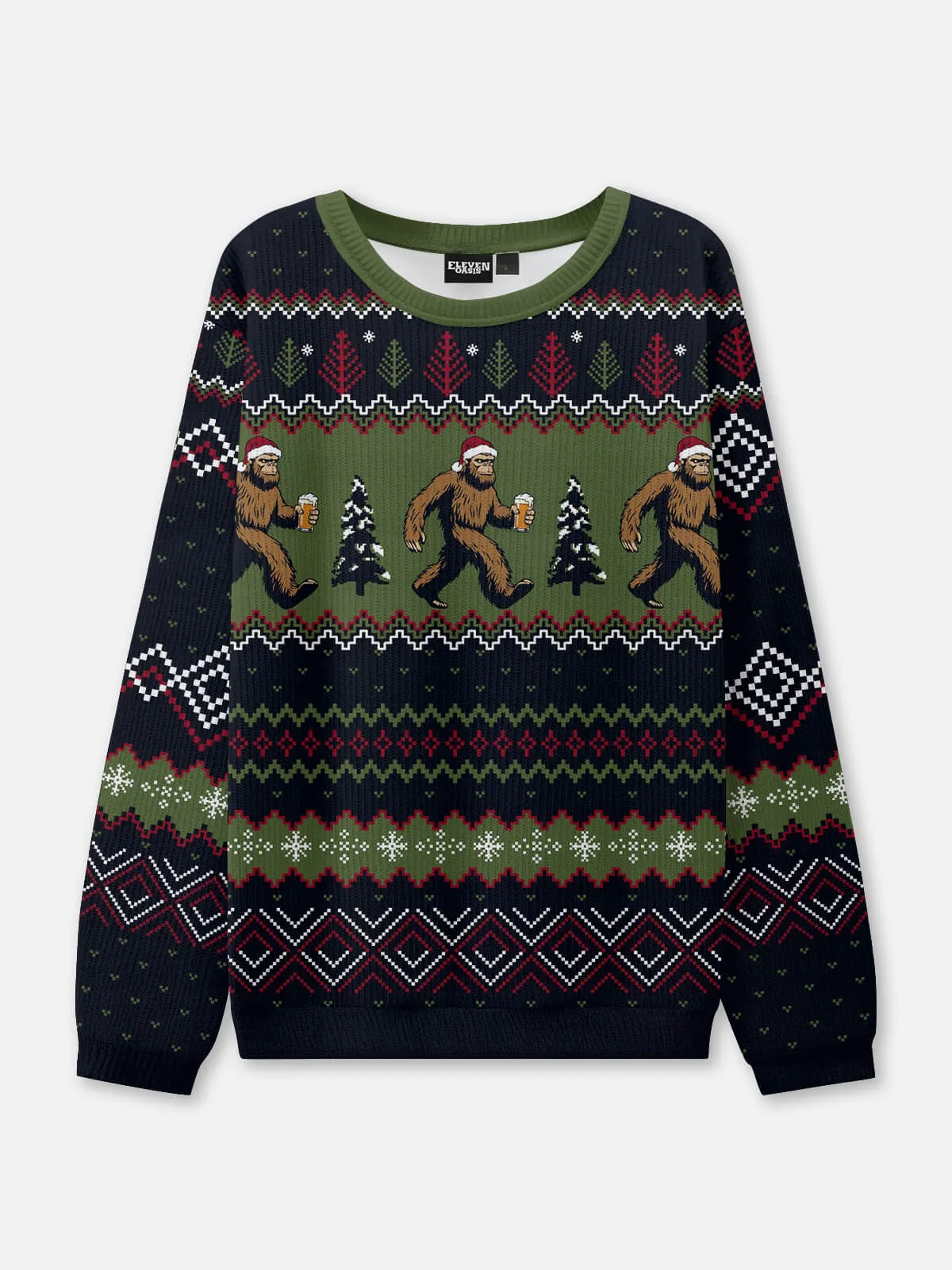 Bigfoot Beer Run Ugly Christmas Sweatshirt sold by Eleven Oasis