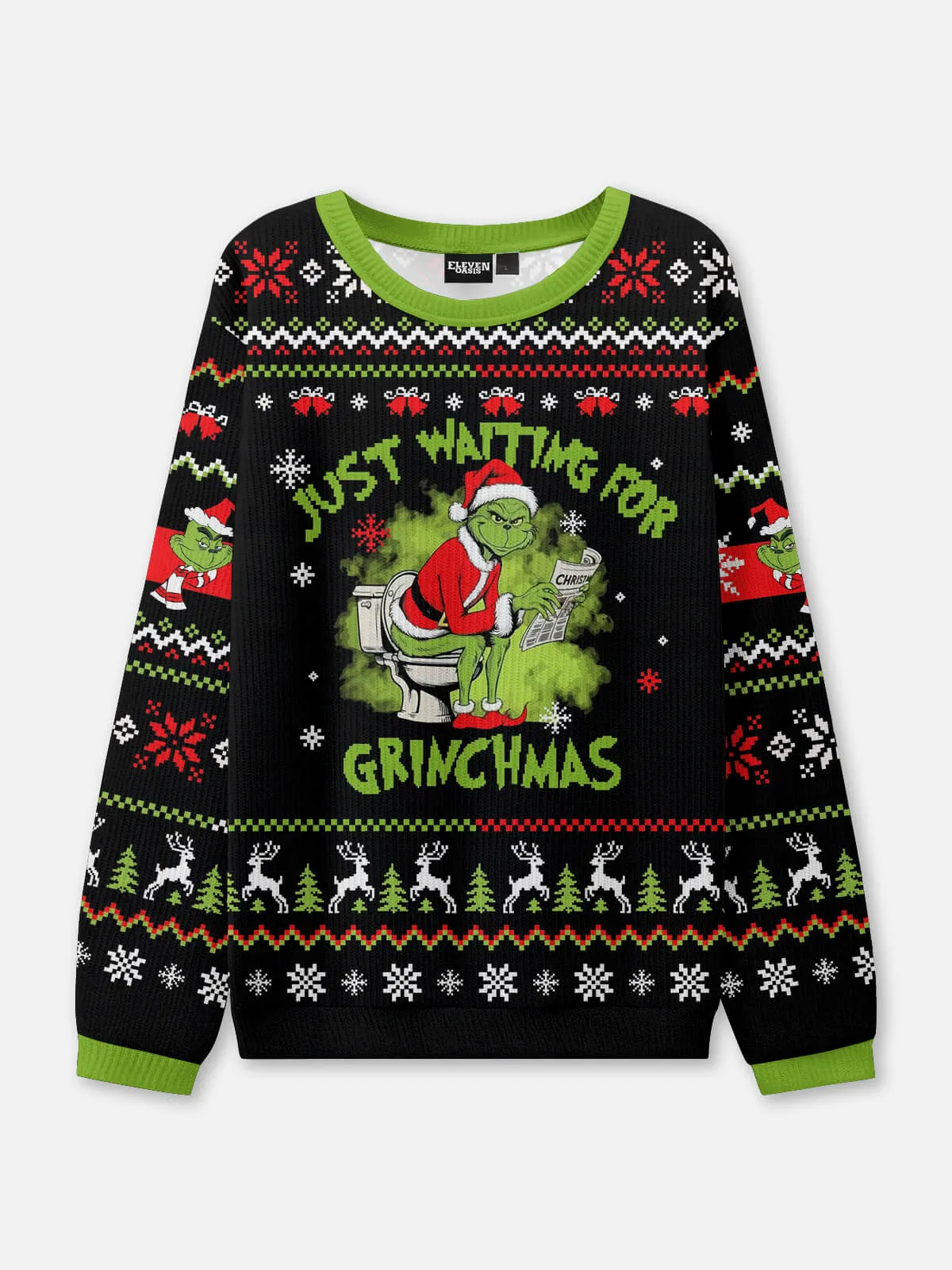 Just Waiting for Grinchmas Ugly Christmas Sweatshirt sold by Eleven Oasis
