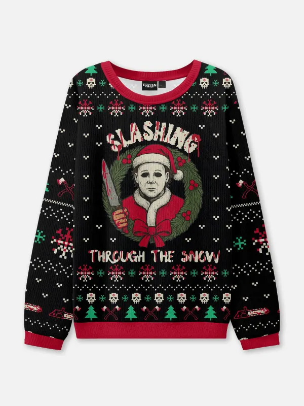 Slashing Through the Snow Ugly Christmas Sweater sold by Eleven Oasis