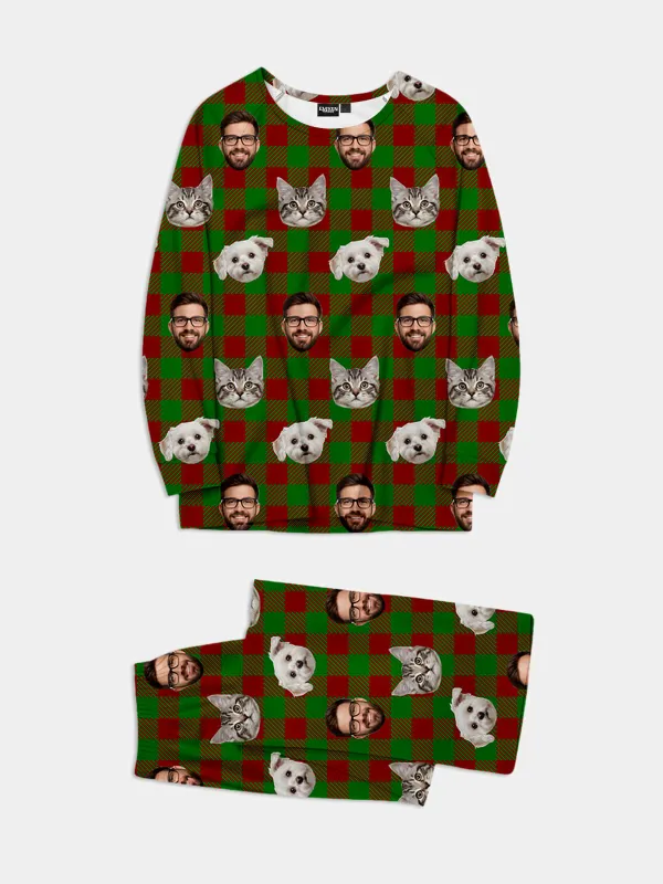 Custom Face Pajama Set - Christmas Plaid (Red & Green) sold by Eleven Oasis