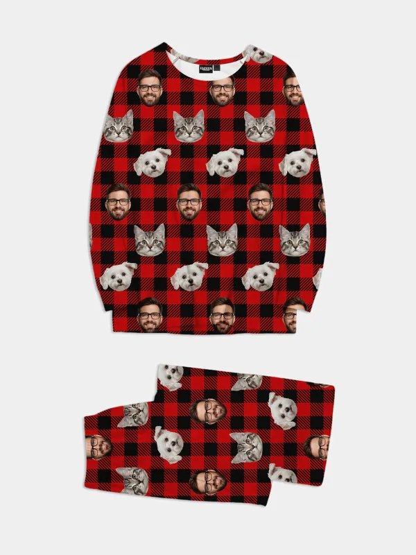 Custom Face Pajama Set - Red Plaid sold by Eleven Oasis